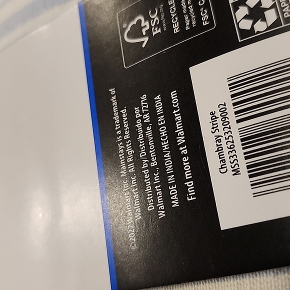 Mainstays White & Chambray Stripe Fabric Shower Curtain - Picture 6 of 7